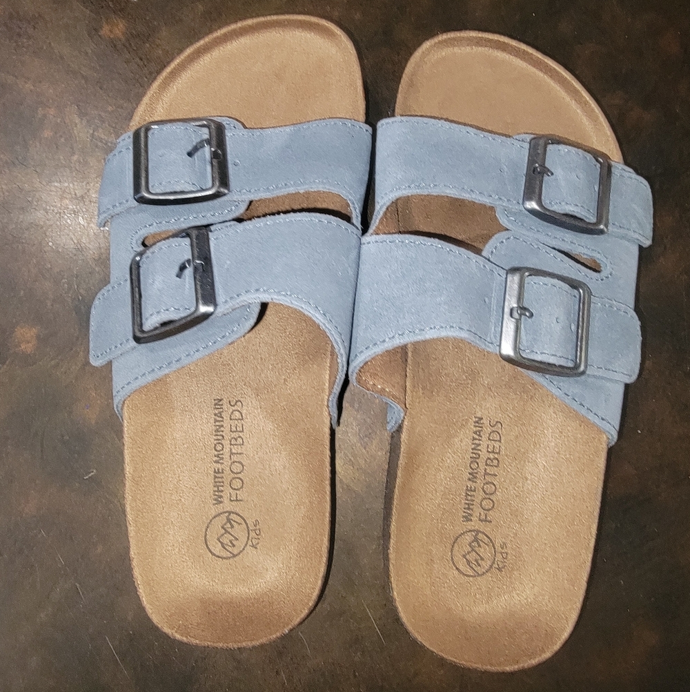 White Mountain Footbeds Light Blue Double-Buckle Slide Sandals